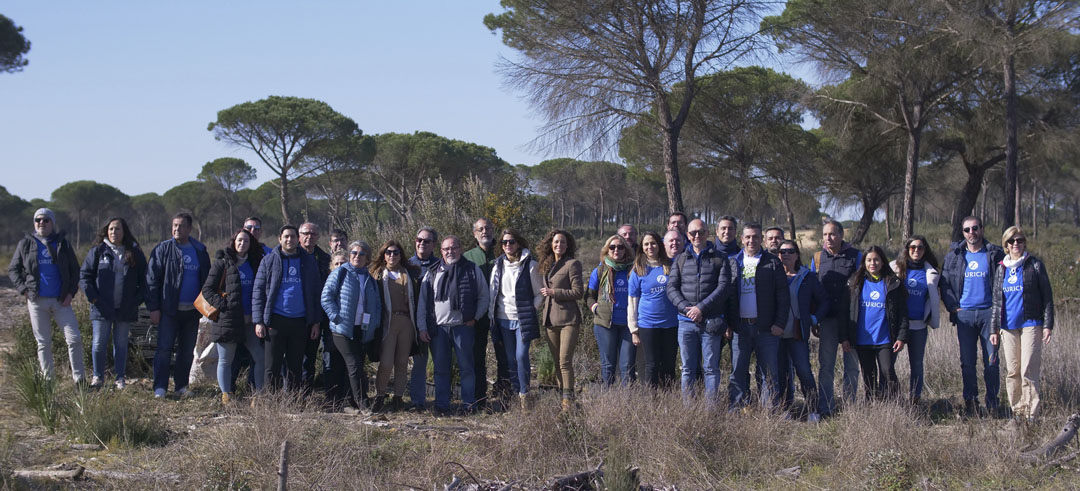 Equipo de Zurich en un pinar comprometidos con el cuidado del planeta 